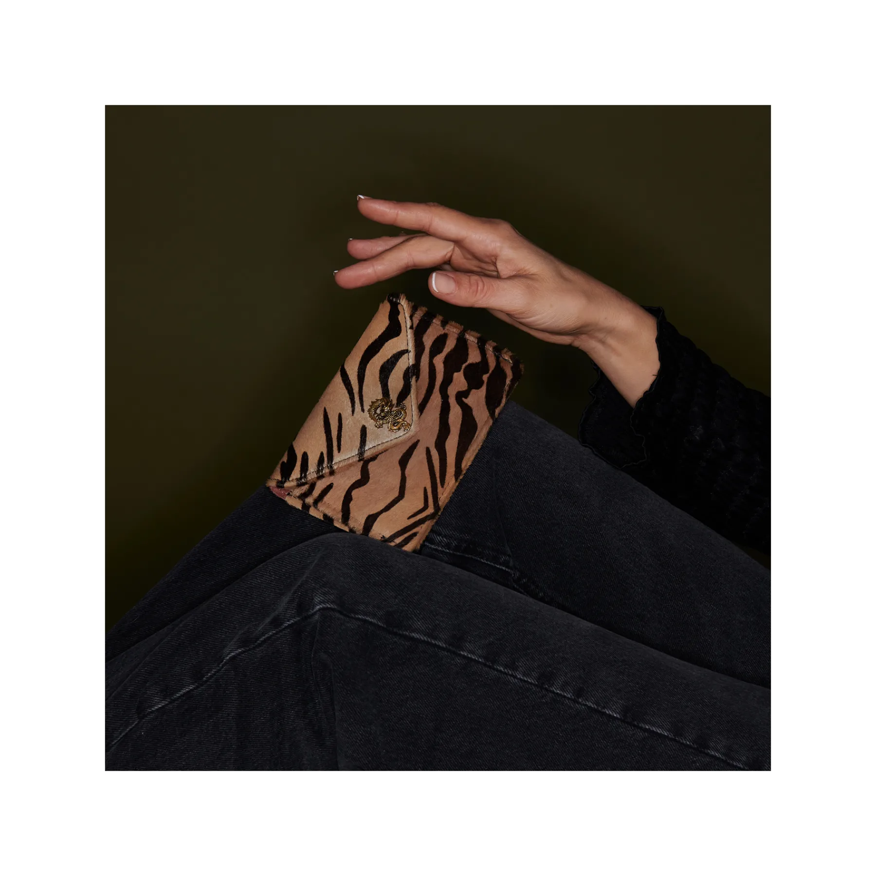 Best Sale Claris Virot Alex Wallet Tora Tiger Leather