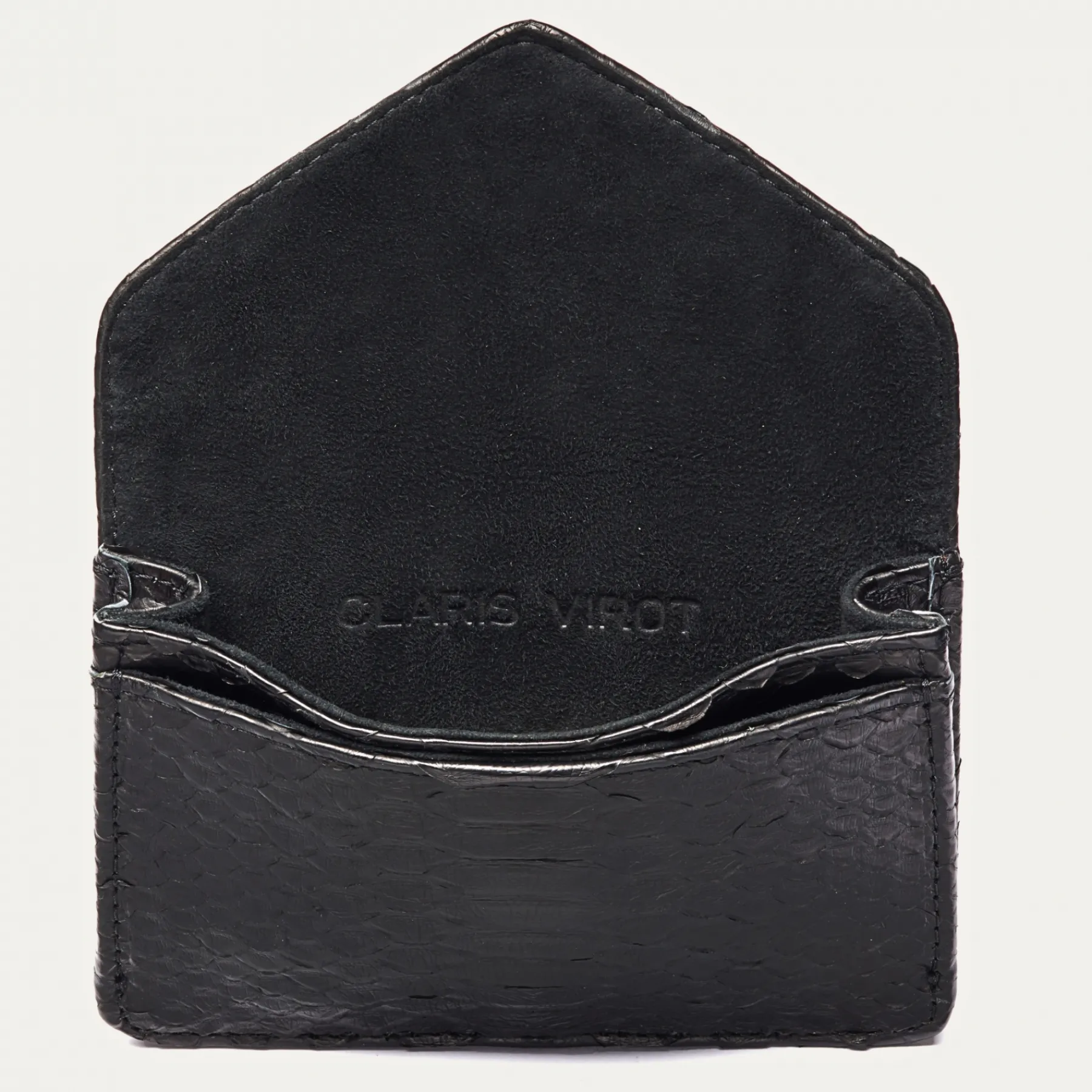 Discount Claris Virot Alex Wallet Black Python Silver Hardware