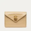 New Claris Virot Alex Wallet Sesame Beige Embossed Croco