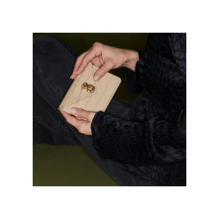New Claris Virot Alex Wallet Sesame Beige Embossed Croco