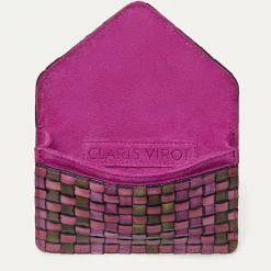 Best Sale Claris Virot Alex Wallet Sakura Pink Woven Leather