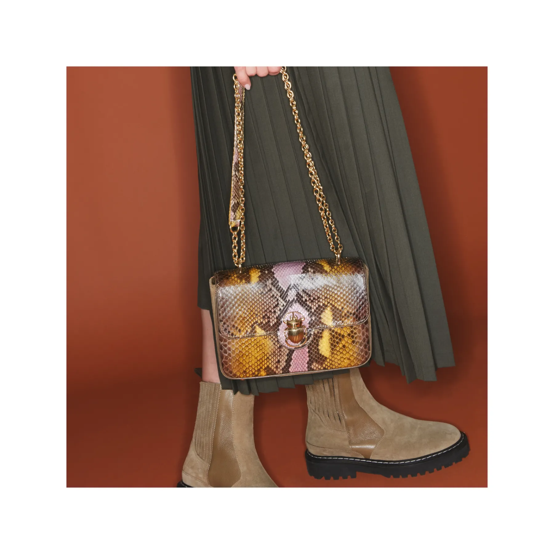 Cheap Claris Virot Ava Medium Bag Stone Hand Painted Python