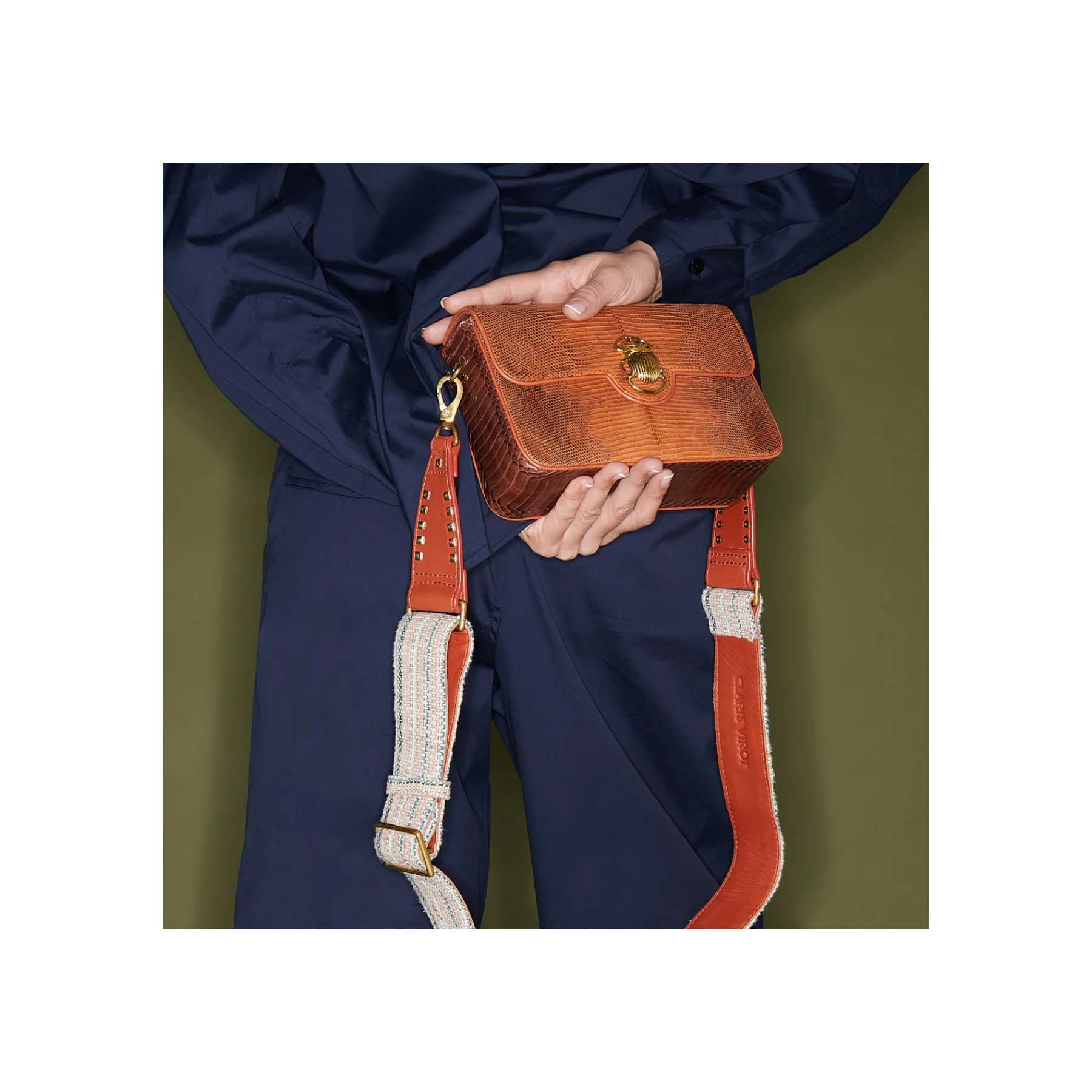 Best Sale Claris Virot Ava Medium Bag Caramel Kocha Lizard