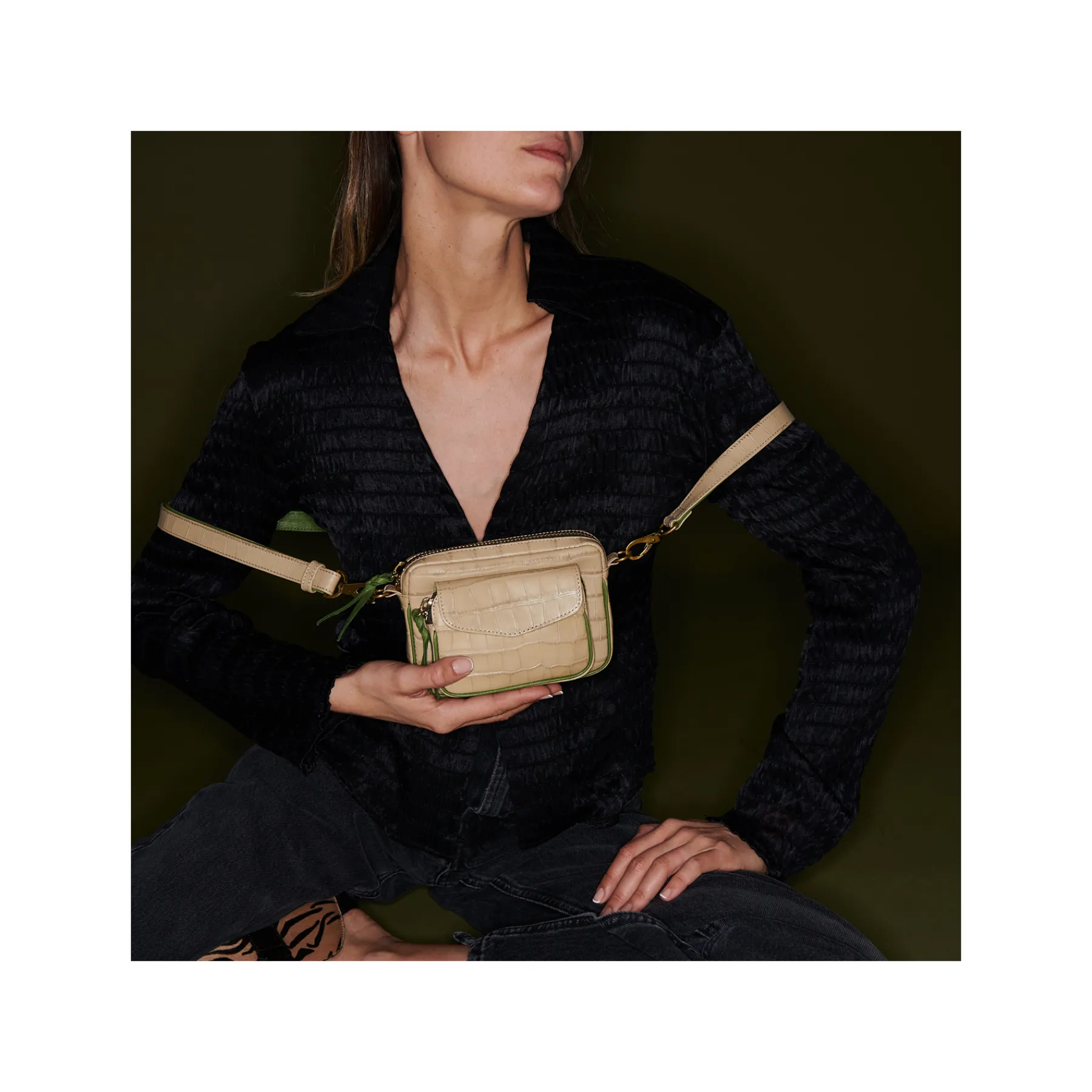 Best Claris Virot Baby Charly Bag Sesame Beige Embossed Croco