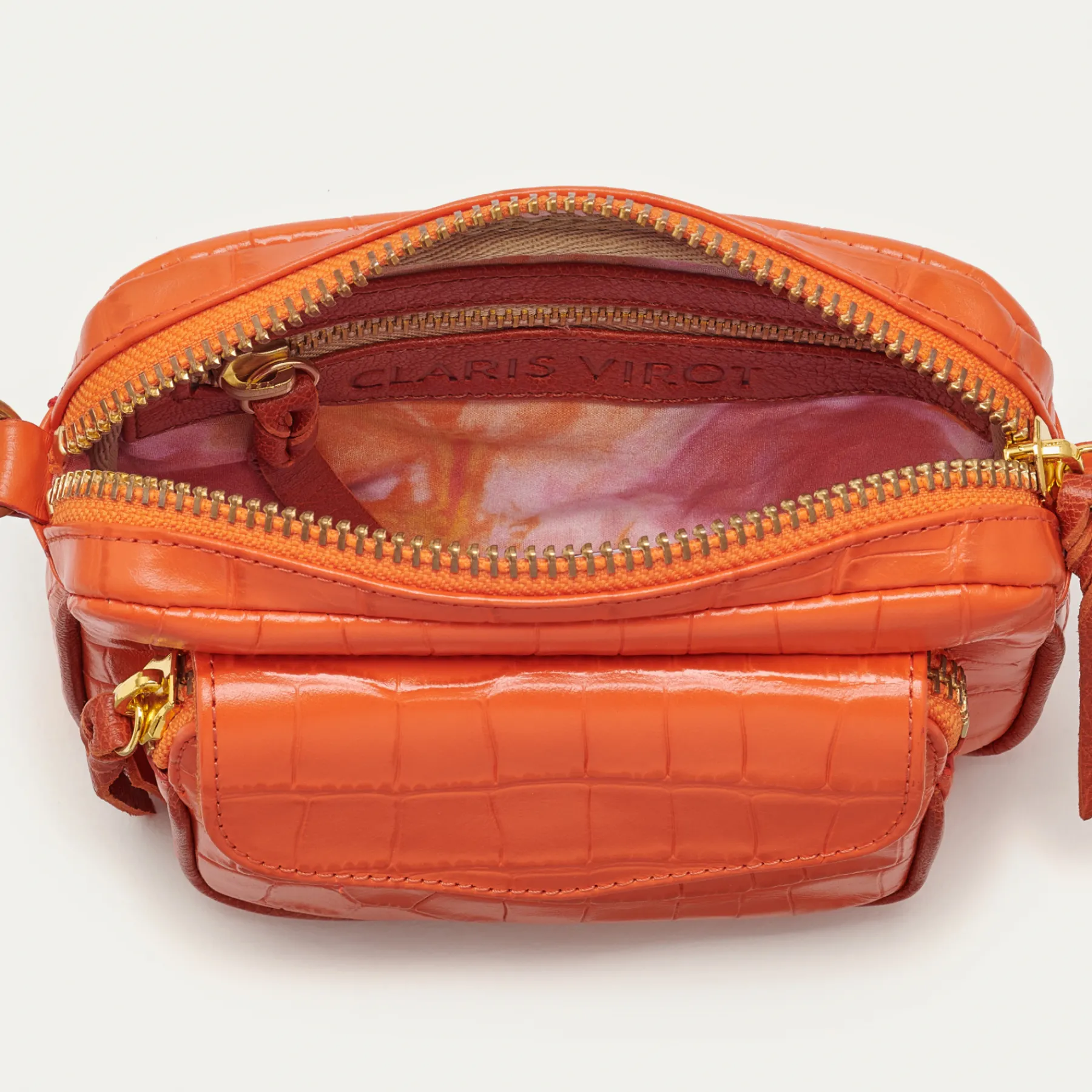 Hot Claris Virot Baby Charly Bag Orange Koi Embossed Croco Leather