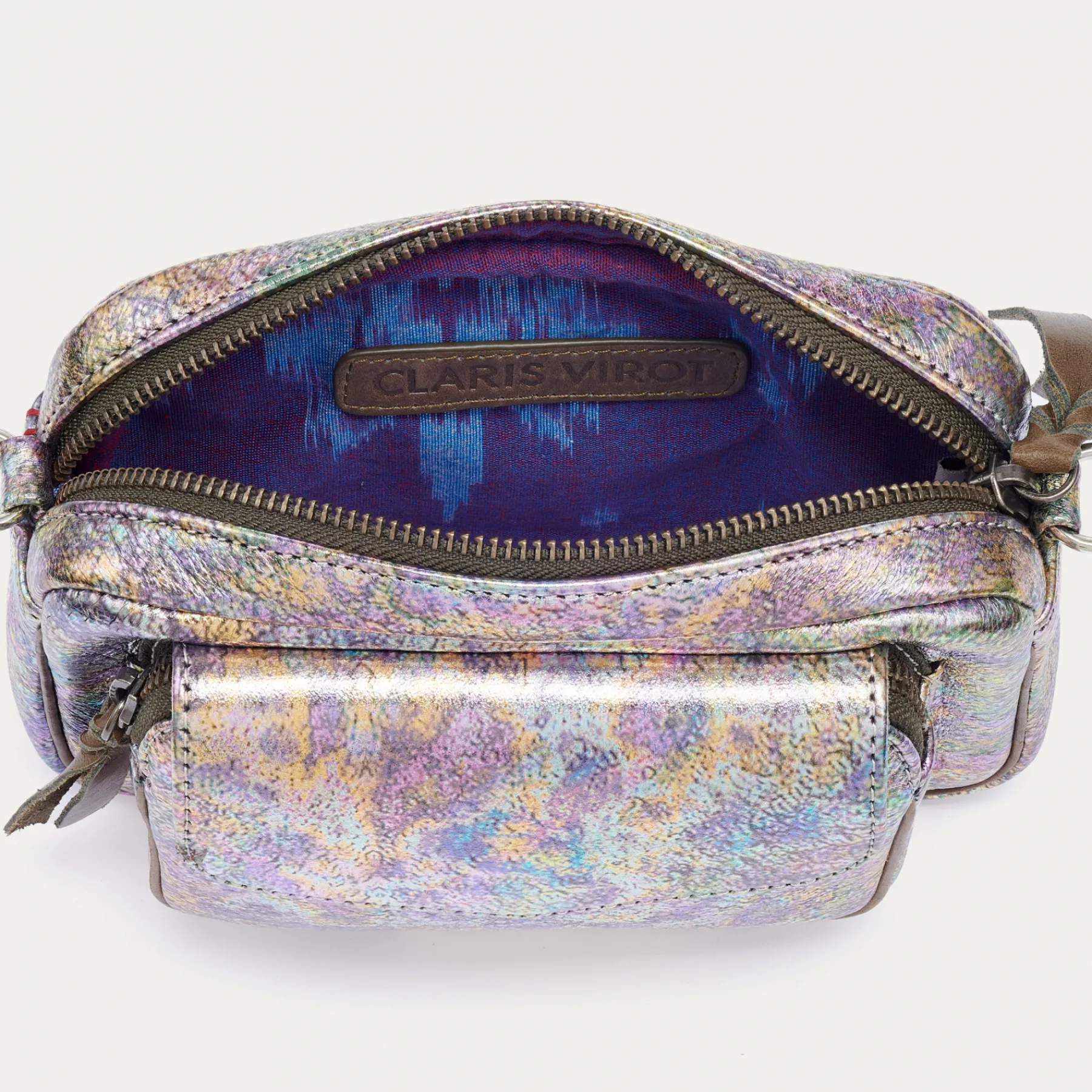 Clearance Claris Virot Baby Charly Bag Metallic Gasoil Leather