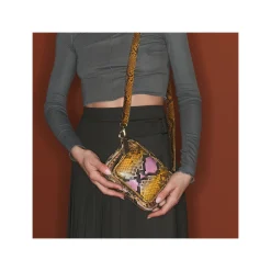 New Claris Virot Baby Charly Bag Stone Hand Painted Python