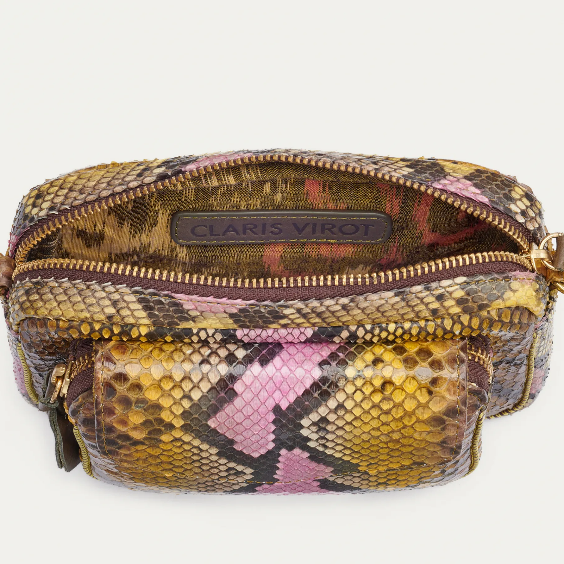 New Claris Virot Baby Charly Bag Stone Hand Painted Python