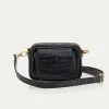 New Claris Virot Baby Charly Bag Black Embossed Croco Leather