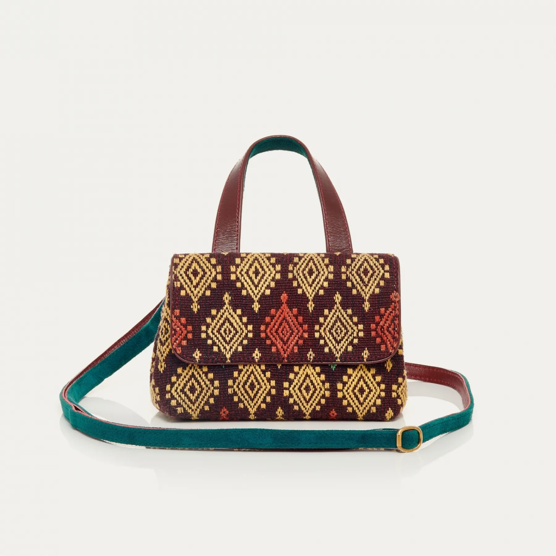 Online Claris Virot Baby Mimi Bag Burgundy Sumba Fabric And Leather