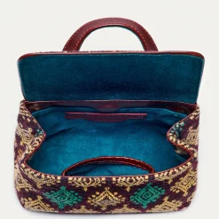 Online Claris Virot Baby Mimi Bag Burgundy Sumba Fabric And Leather