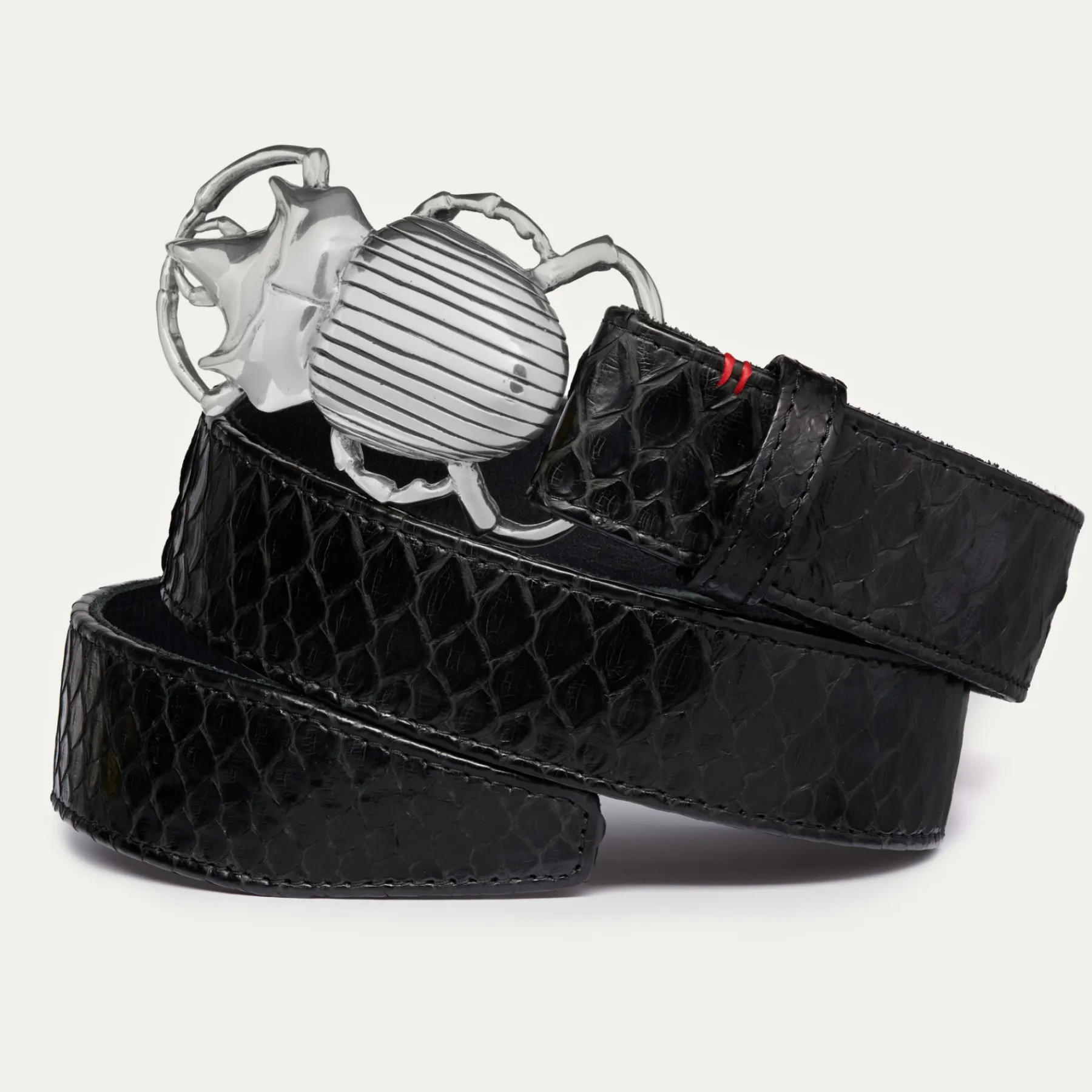 Online Claris Virot Beetle Belt Black Python Silver Buckle