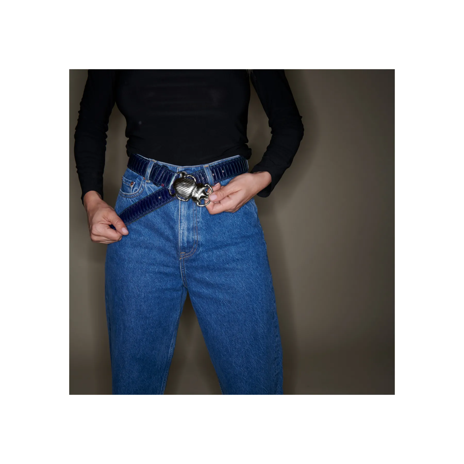 Store Claris Virot Beetle Belt Navy Python