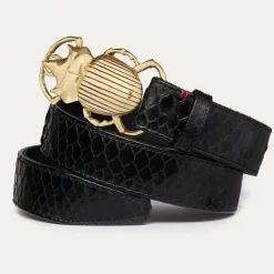 Flash Sale Claris Virot Beetle Belt Black Python Gold Buckle