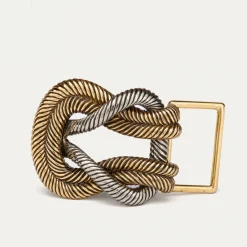 Flash Sale Claris Virot Belt Buckle Silver Gold Mixed Knot