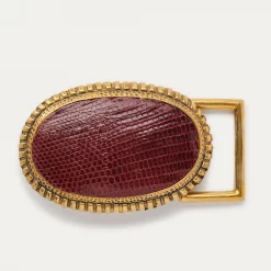 Hot Claris Virot Belt Buckle Burgundy Lizard