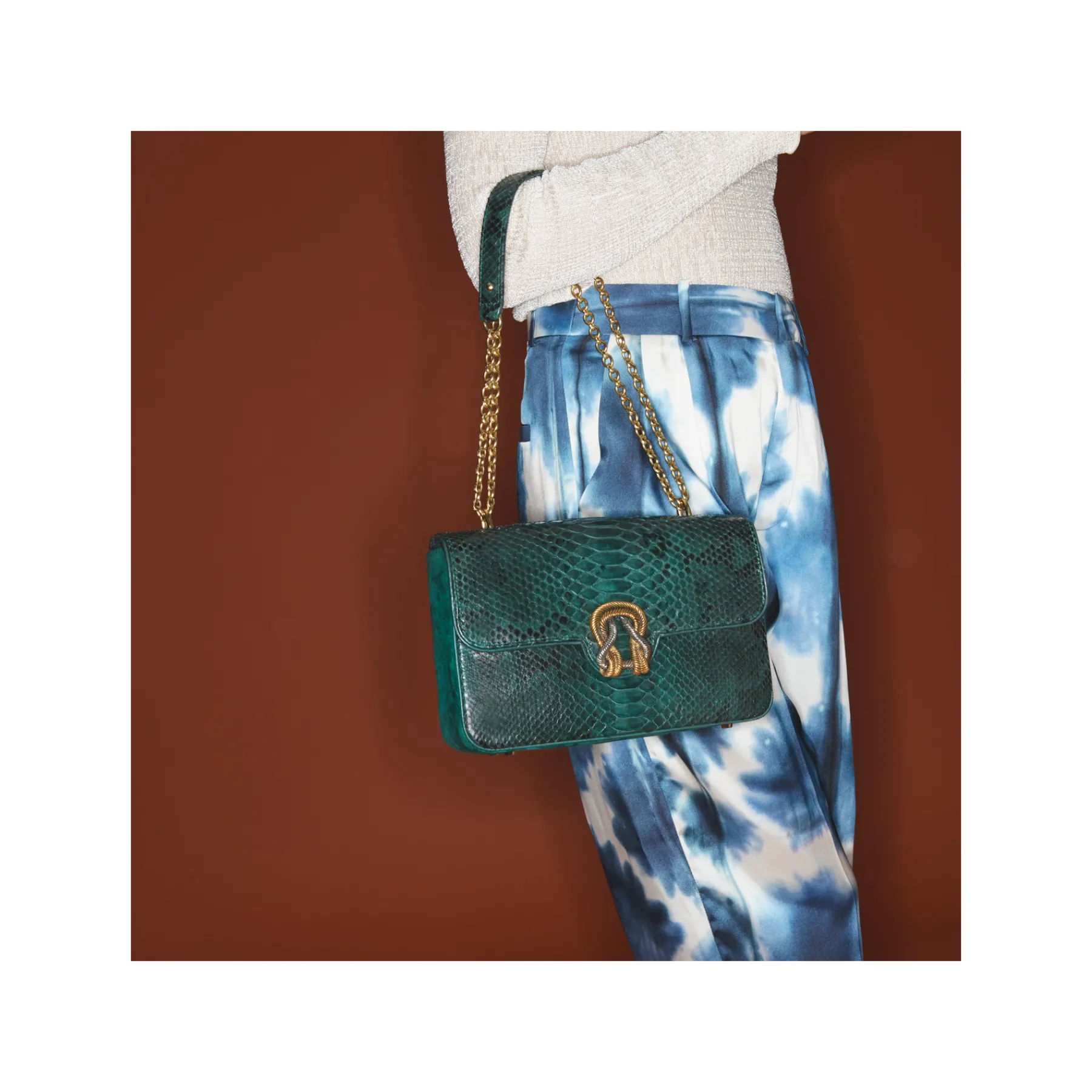 New Claris Virot Big Ava Bag Green Forest Python