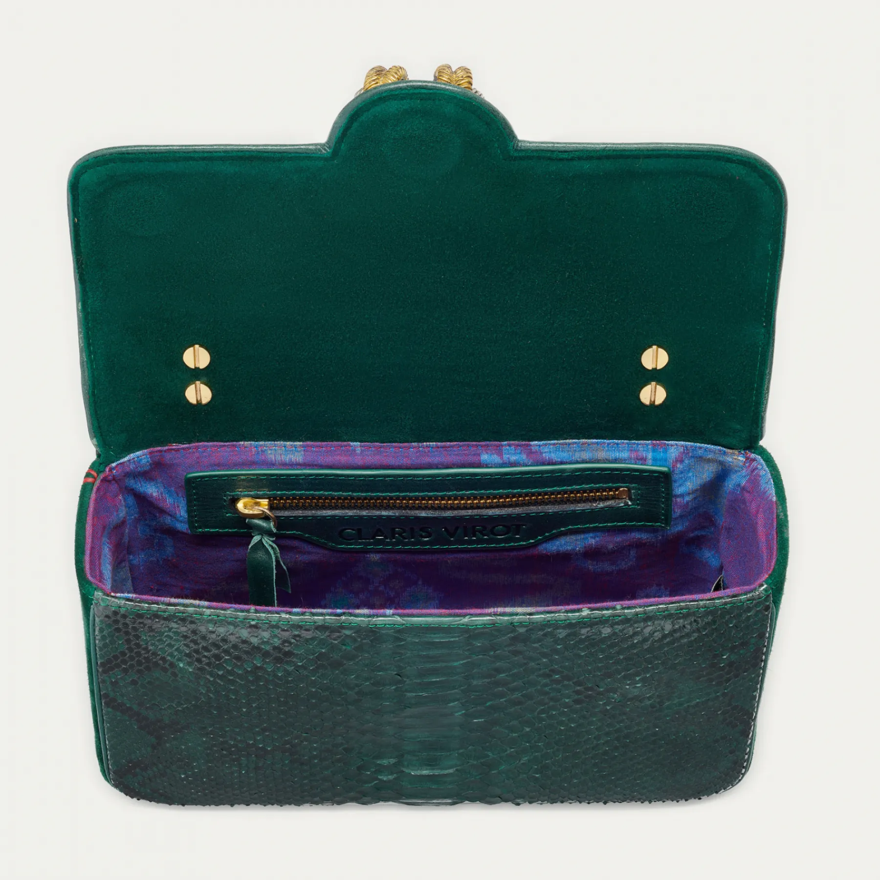 New Claris Virot Big Ava Bag Green Forest Python