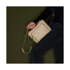 Sale Claris Virot Big Charly Bag Sesame Beige Embossed Croco