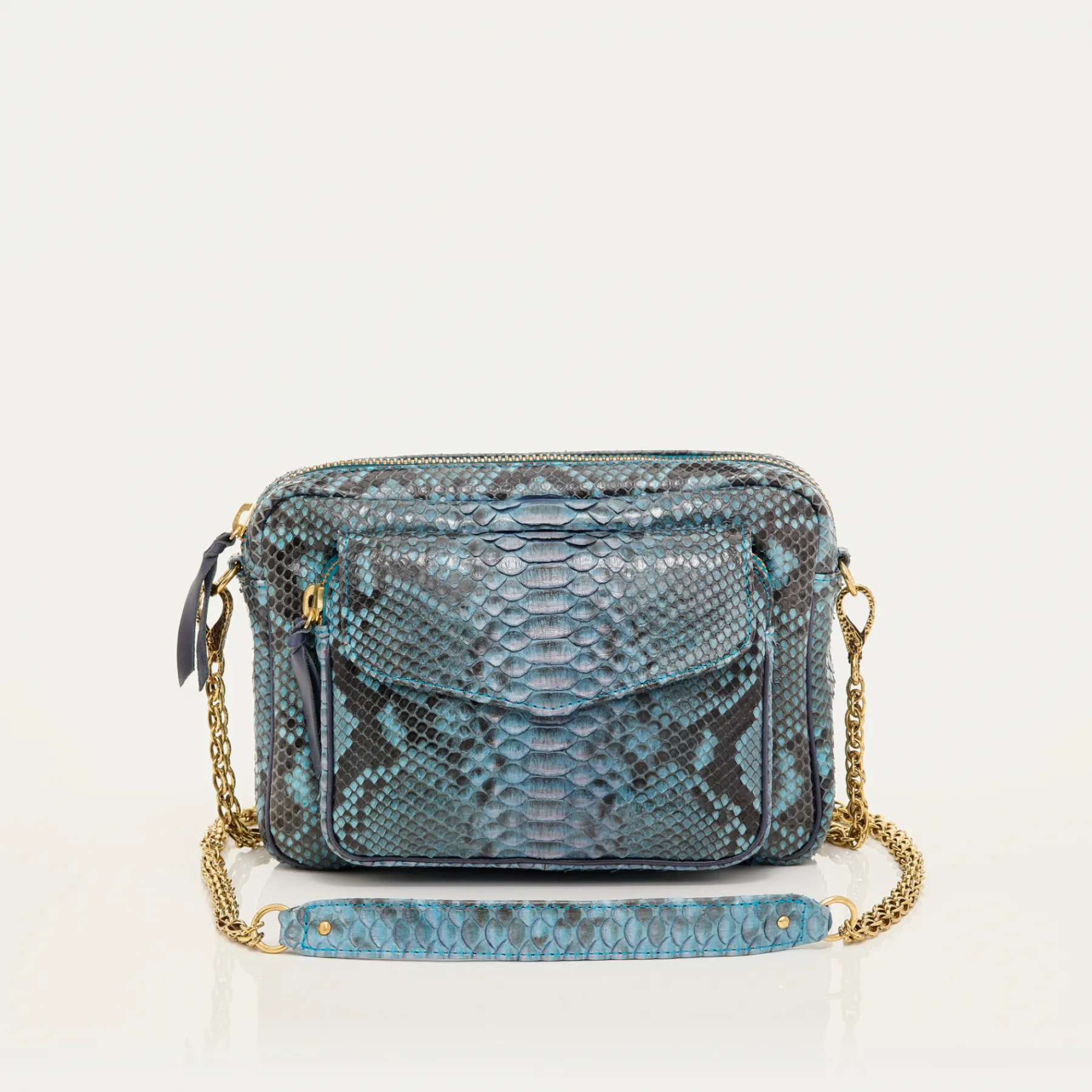 Store Claris Virot Big Charly Bag Blue Lagoon Python
