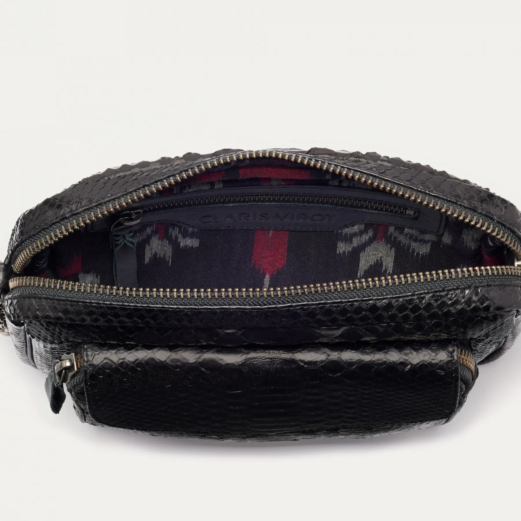 Shop Claris Virot Big Charly Bag Black Silver Hardware Python
