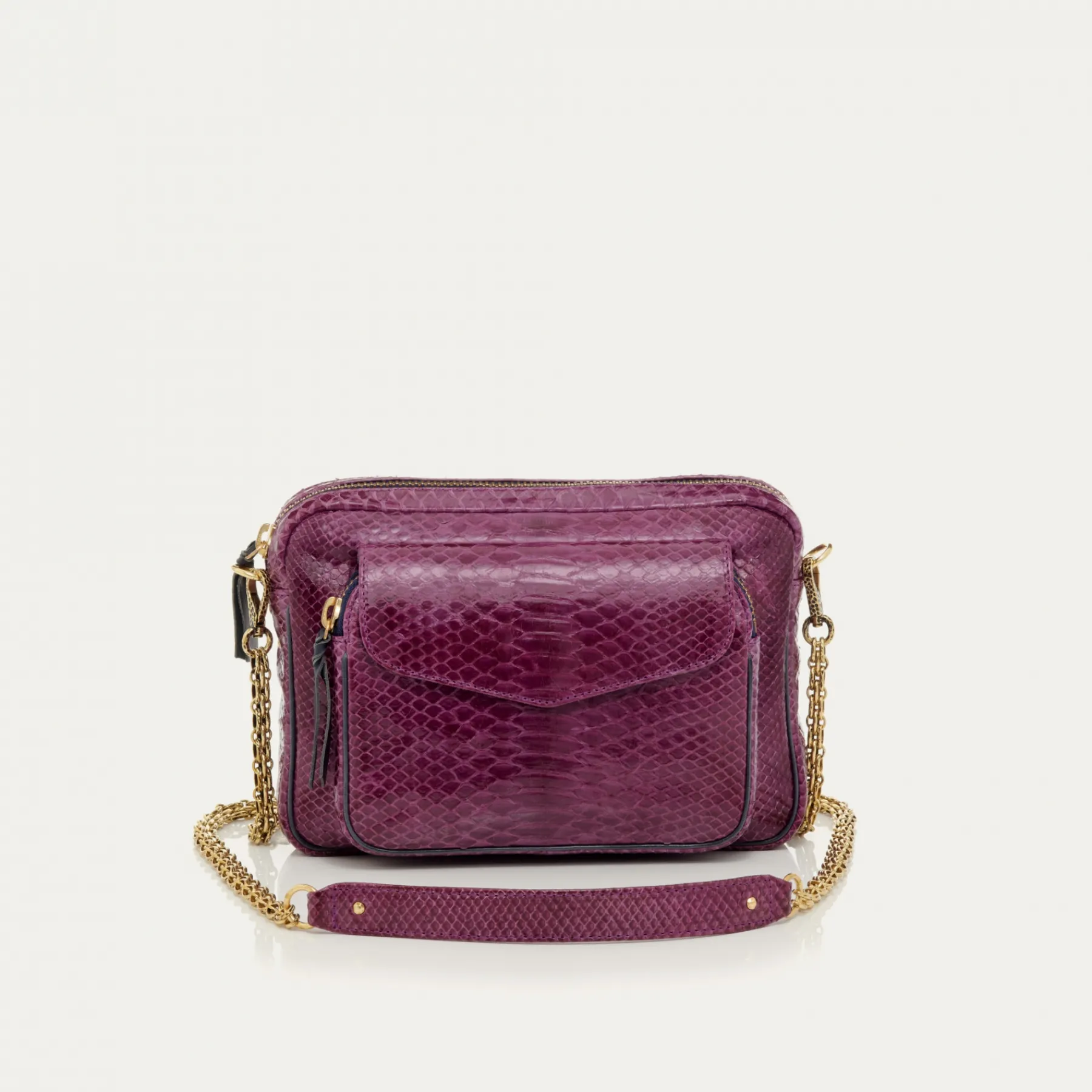 Fashion Claris Virot Big Charly Bag Purple Python
