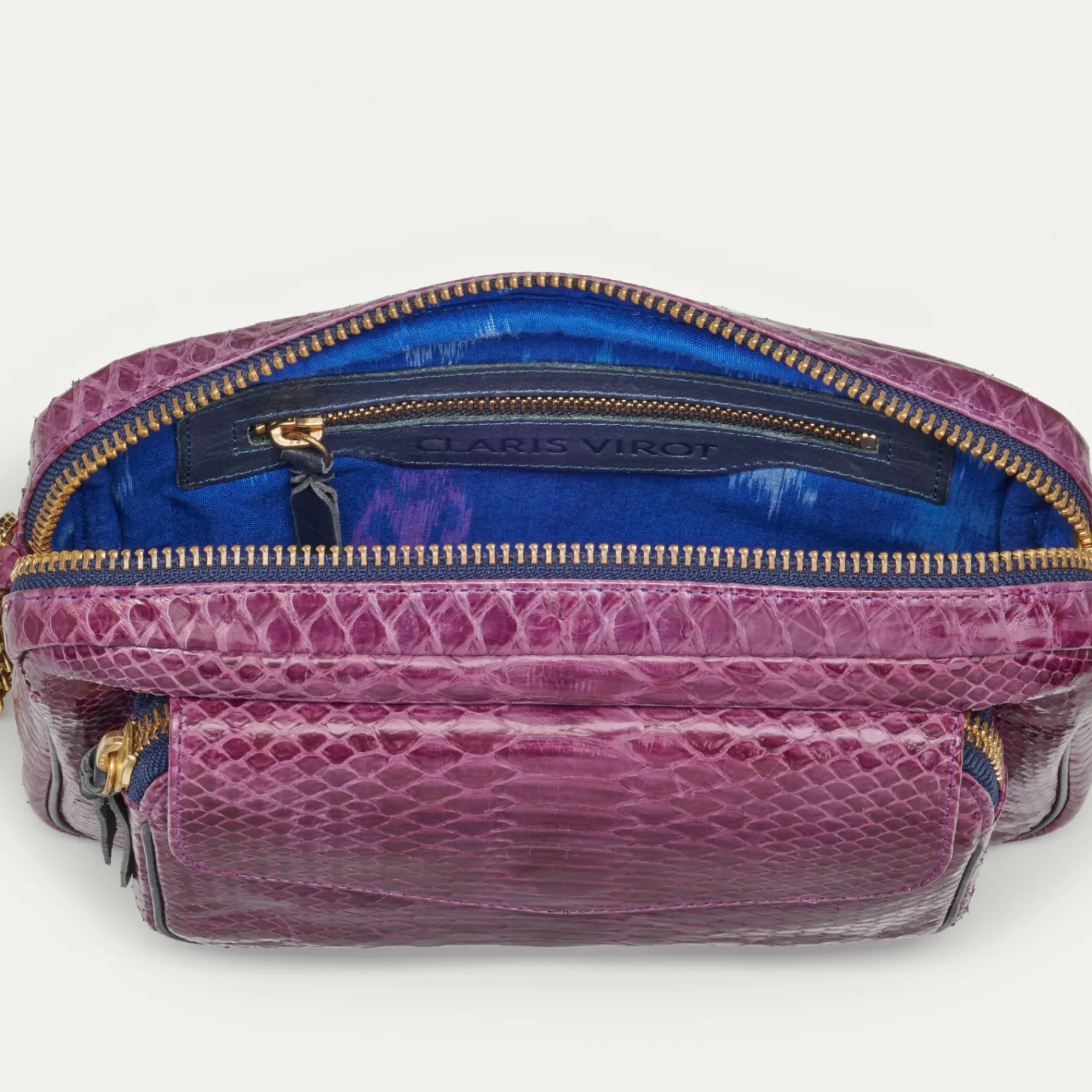 Fashion Claris Virot Big Charly Bag Purple Python