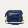 Shop Claris Virot Big Charly Bag Navy Golden Hardware Python