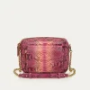 Hot Claris Virot Big Charly Bag Pink Burgundy Python