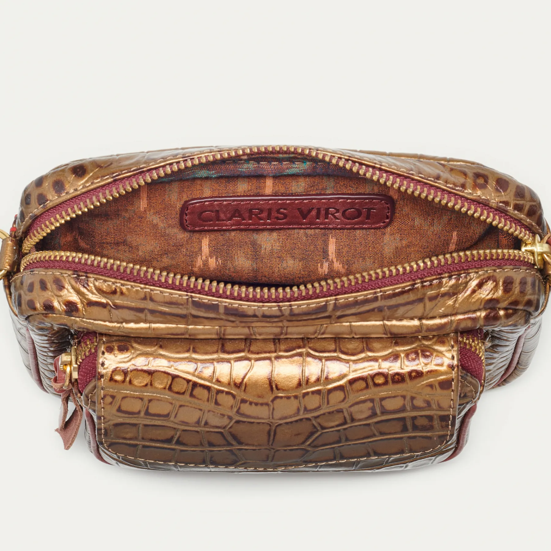 Hot Claris Virot Big Charly Bag Kaki Burgundy Mix Python