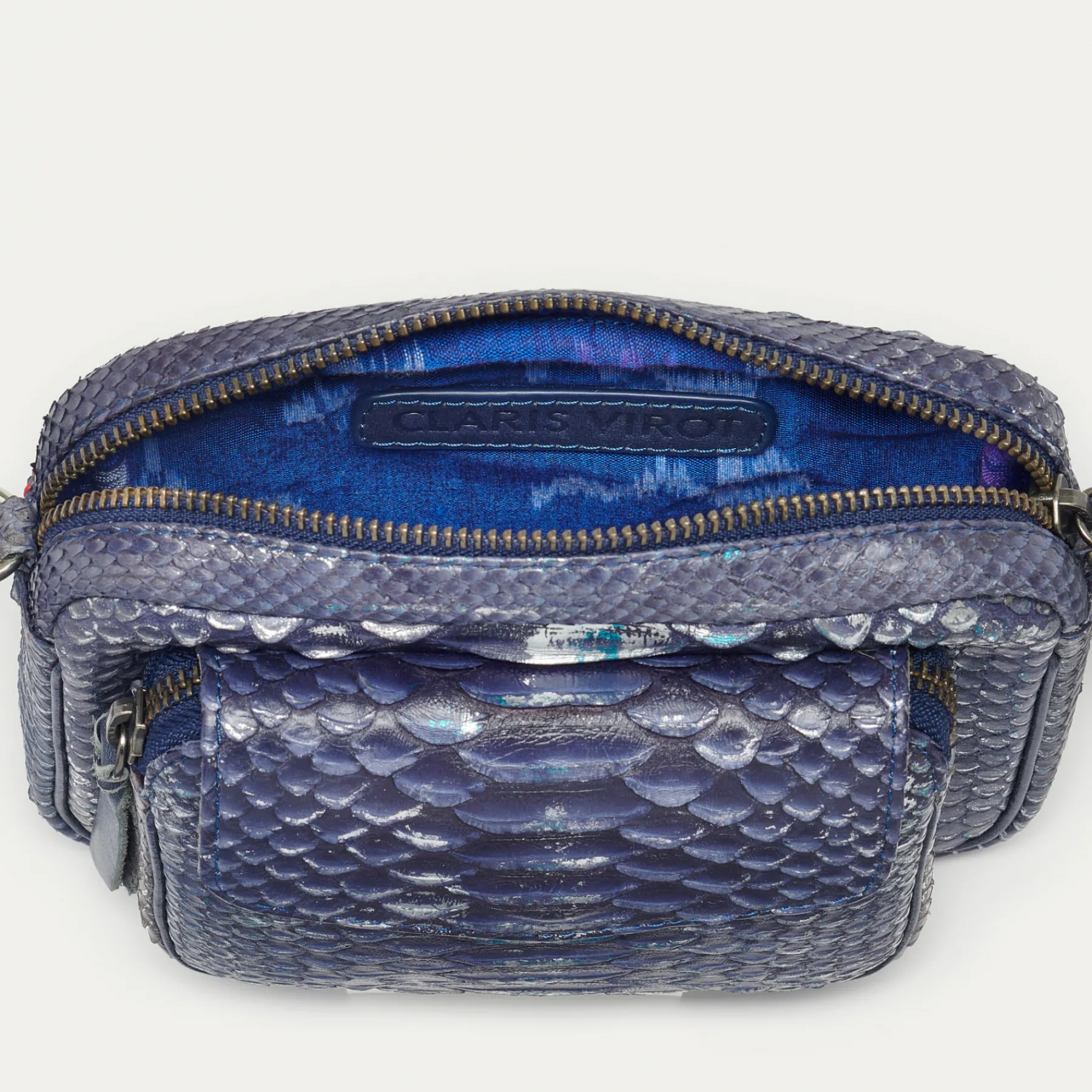 Sale Claris Virot Big Charly Bag Ice Blue Metallic Python