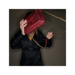 Sale Claris Virot Big Charly Bag Burgundy Python