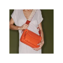 Best Sale Claris Virot Big Charly Bag Orange Koi Embossed Croco Leather