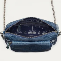 Sale Claris Virot Big Charly Bag Navy Silver Hardware Python