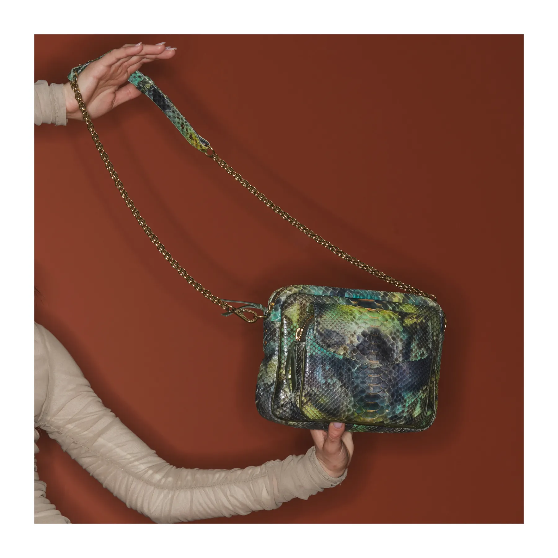 Flash Sale Claris Virot Big Charly Bag Green Valley Python