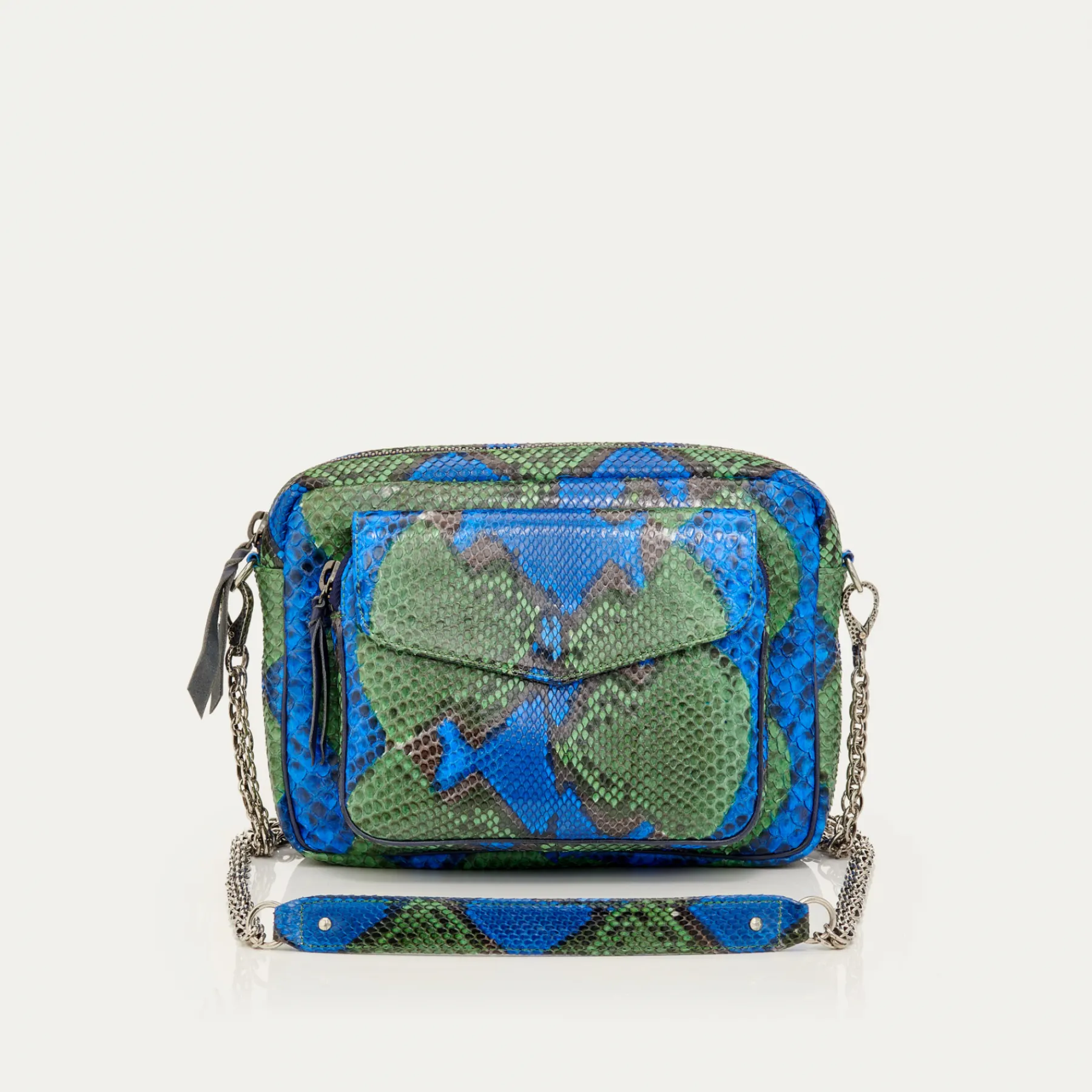 Sale Claris Virot Big Charly Bag Green Blue Water Lily Python