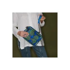 Sale Claris Virot Big Charly Bag Green Blue Water Lily Python