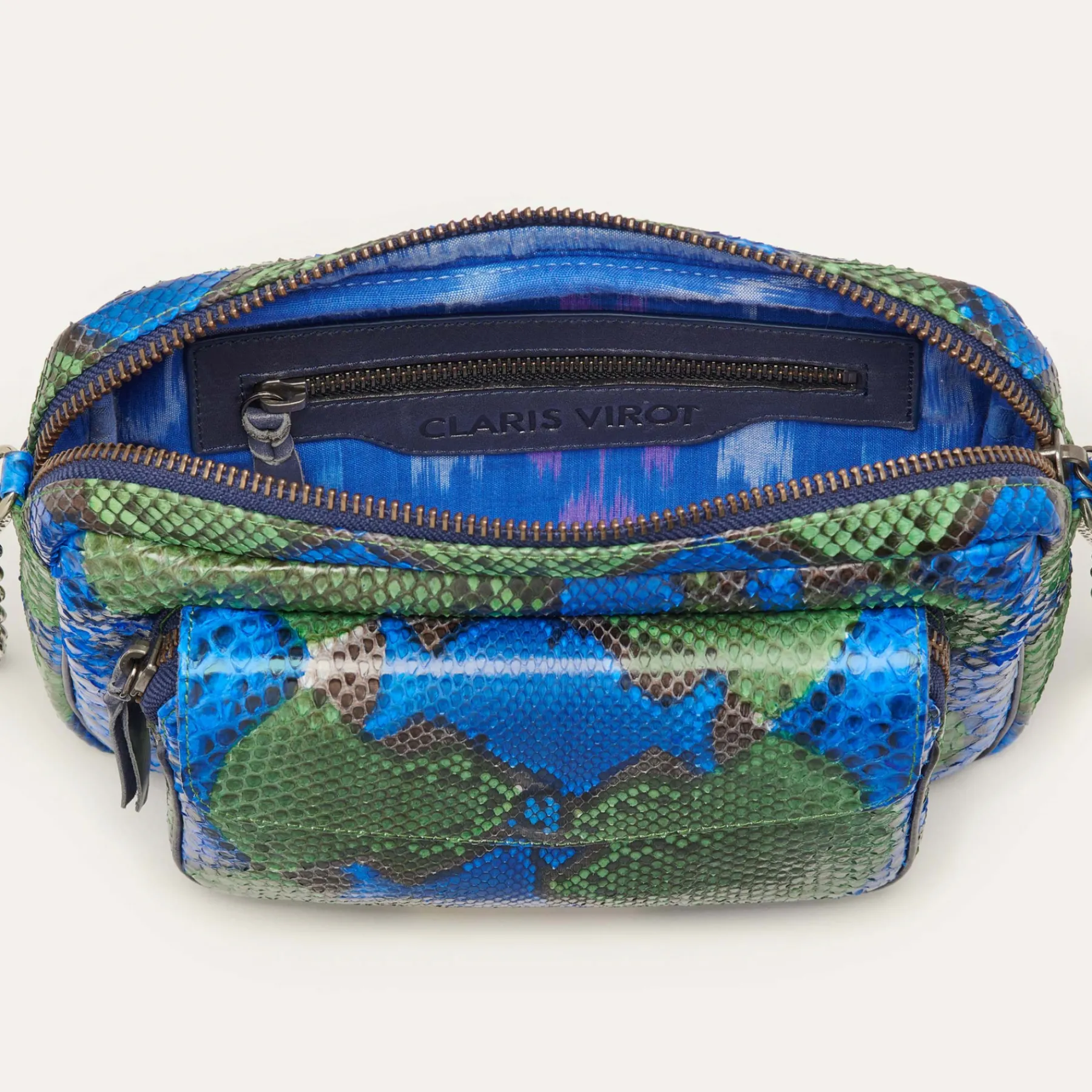 Sale Claris Virot Big Charly Bag Green Blue Water Lily Python