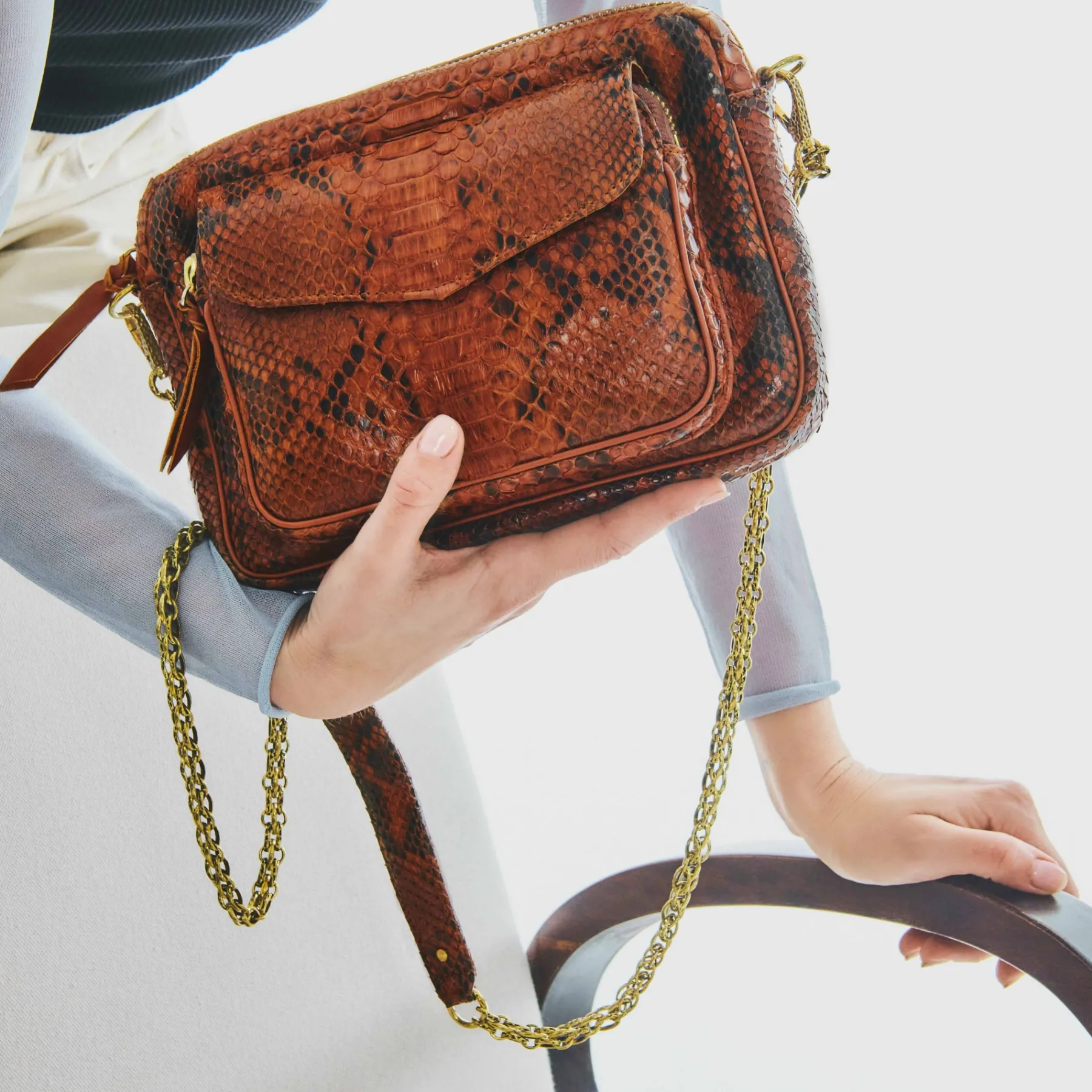 Cheap Claris Virot Big Charly Bag Moka Python