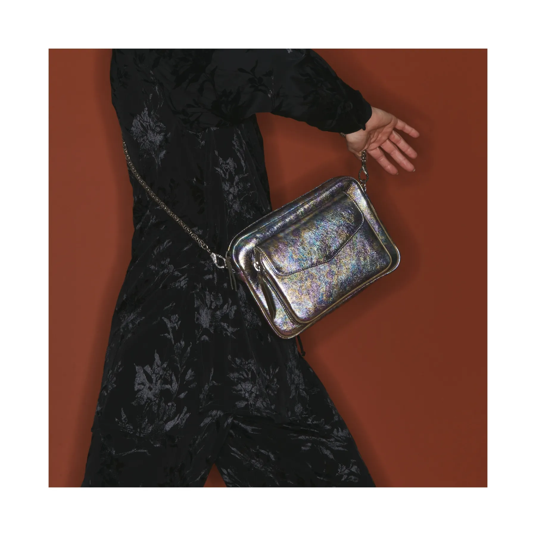 Flash Sale Claris Virot Big Charly Bag Metallic Gasoil Leather