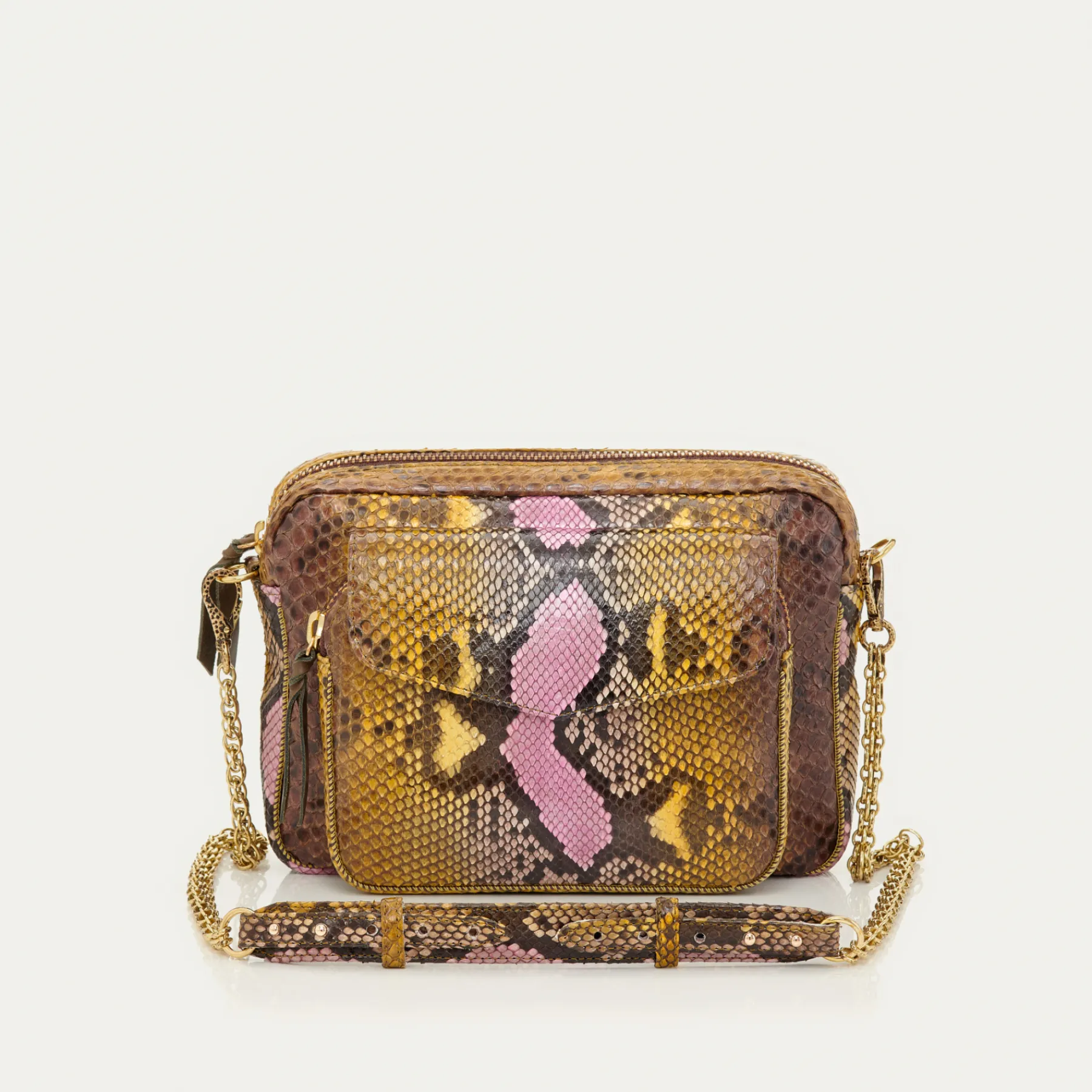 Fashion Claris Virot Big Charly Bag Stone Hand Painted Python