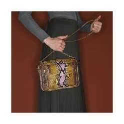 Fashion Claris Virot Big Charly Bag Stone Hand Painted Python