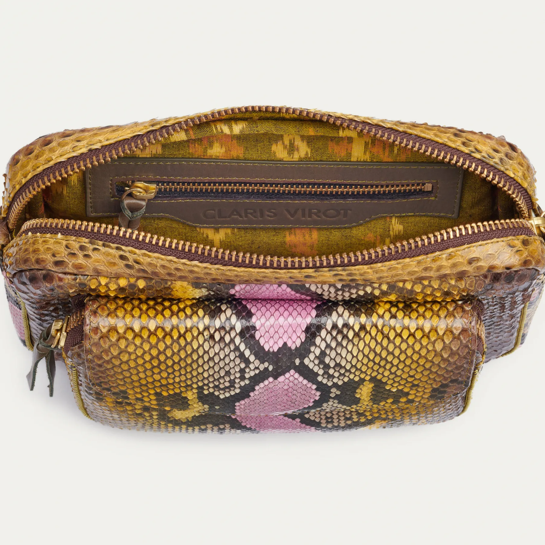 Fashion Claris Virot Big Charly Bag Stone Hand Painted Python