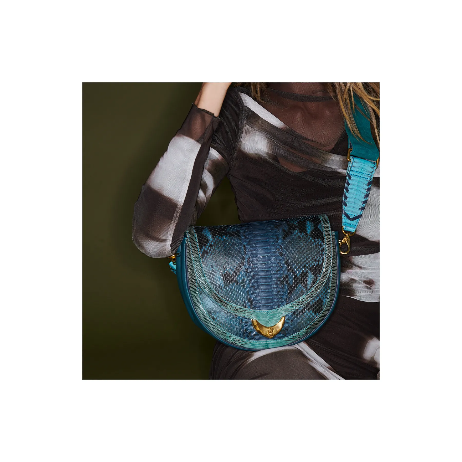 Best Sale Claris Virot Big Victoria Bag Blue Lagoon Python