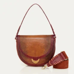 Cheap Claris Virot Big Victoria Bag Moka And Burgundy Lizard