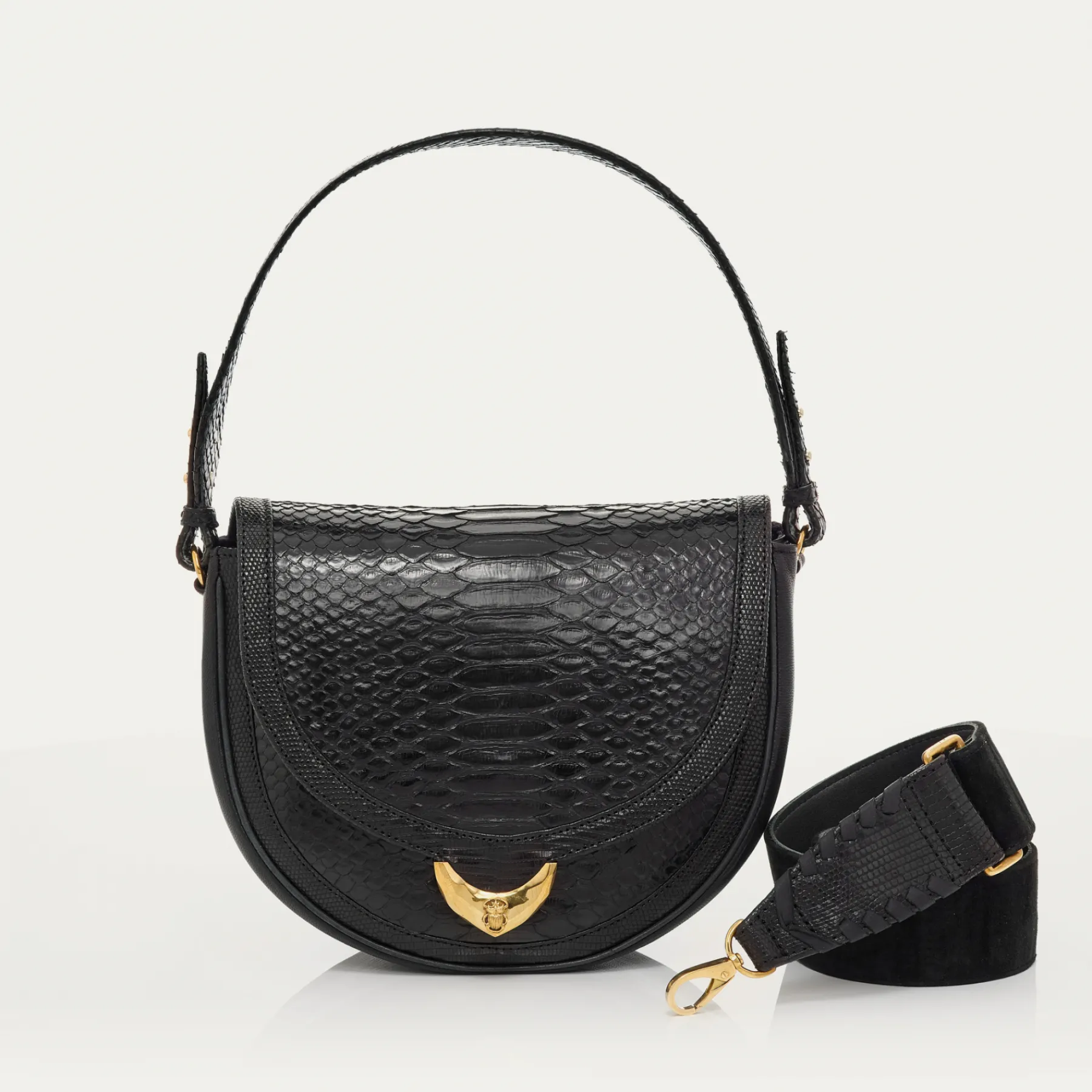 Shop Claris Virot Big Victoria Bag Black Python