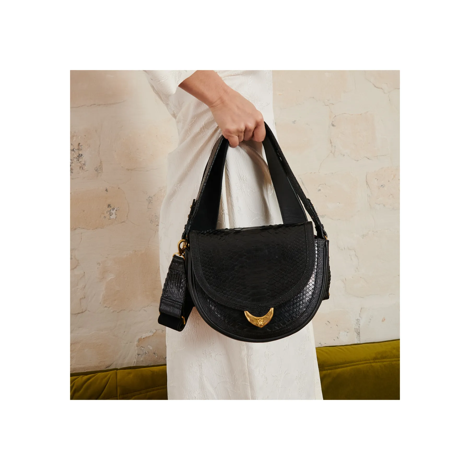 Shop Claris Virot Big Victoria Bag Black Python