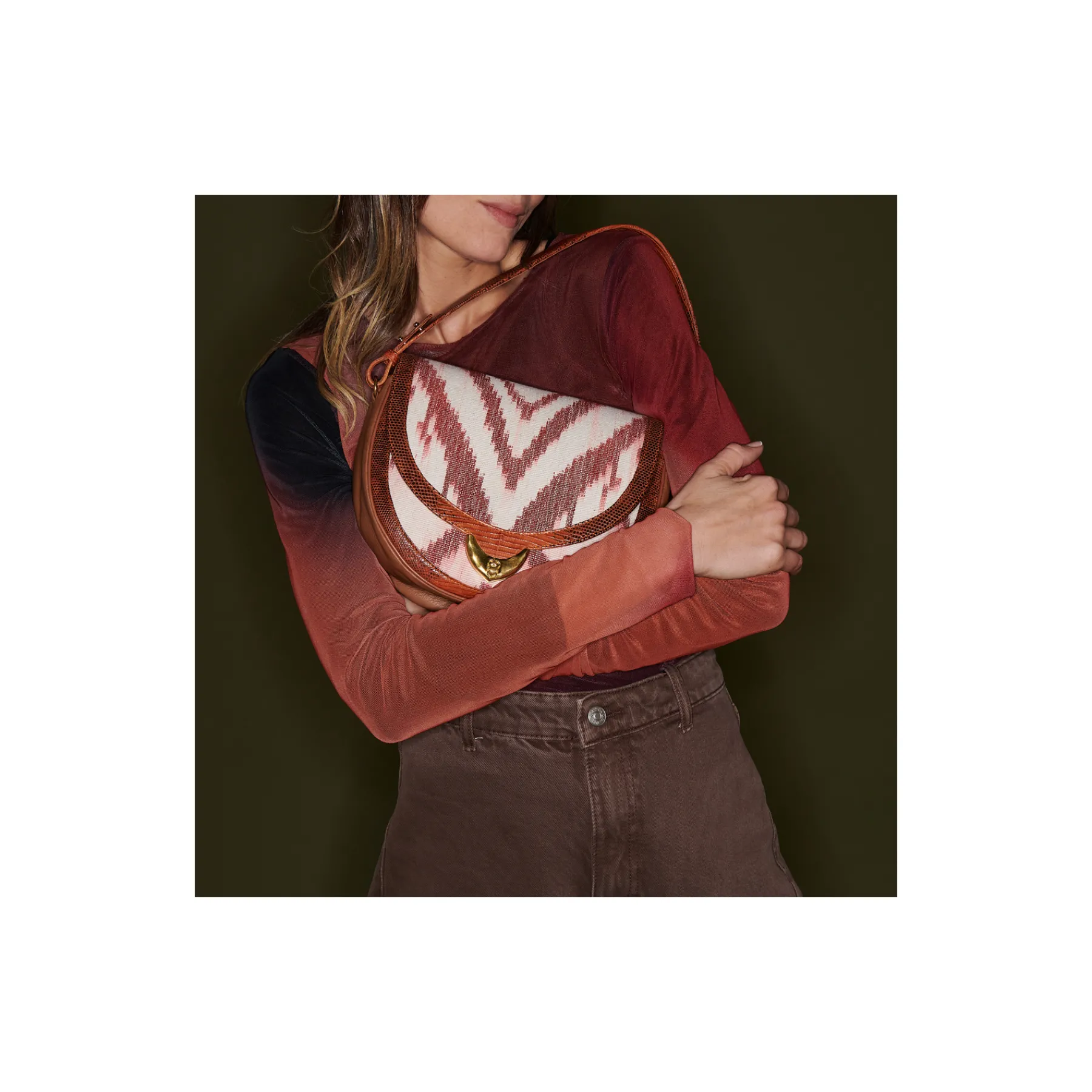 Clearance Claris Virot Big Victoria Bag Red Dragon Timor Fabric