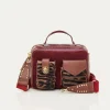 Online Claris Virot Cesar Bag Ocelot And Burgundy Leathers