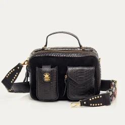 Store Claris Virot Cesar Bag Black Python And Leather